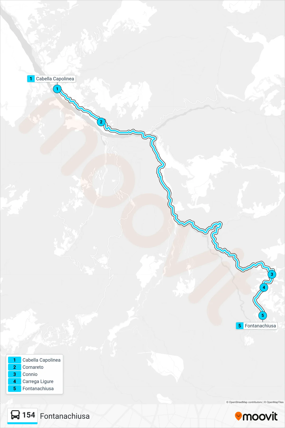 Linea 154 bus (Fontanachiusa) - Percorsi e fermate sulla mappa