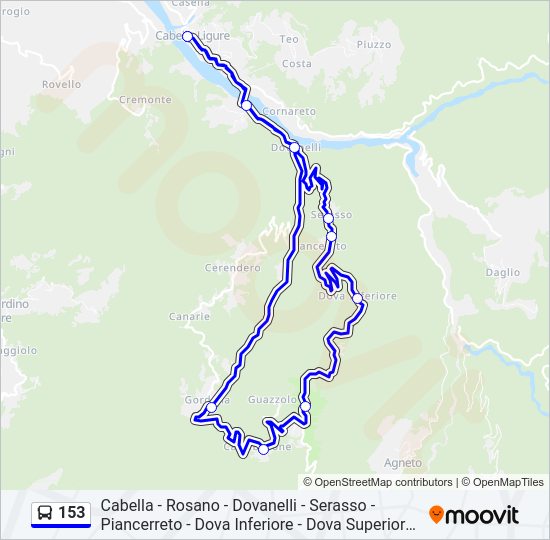 Percorso linea bus 153