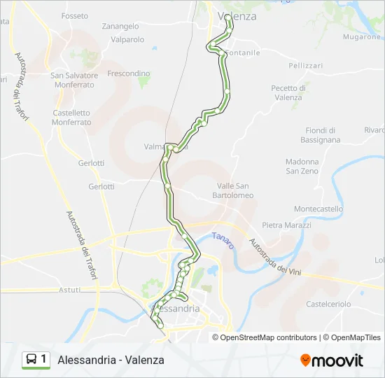 1 Bus Line Map