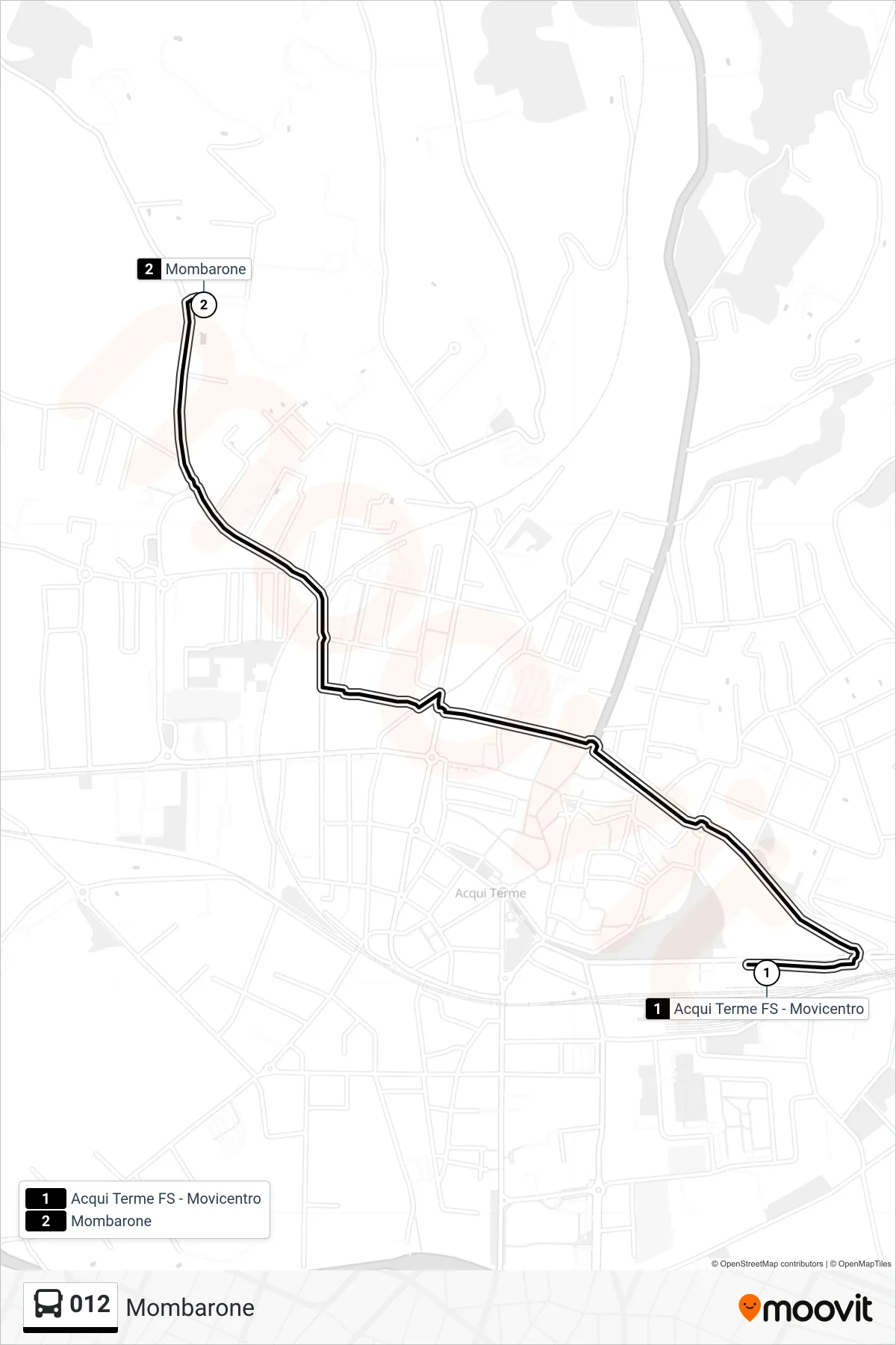 Linea 012 bus (Mombarone) - Percorsi e fermate sulla mappa