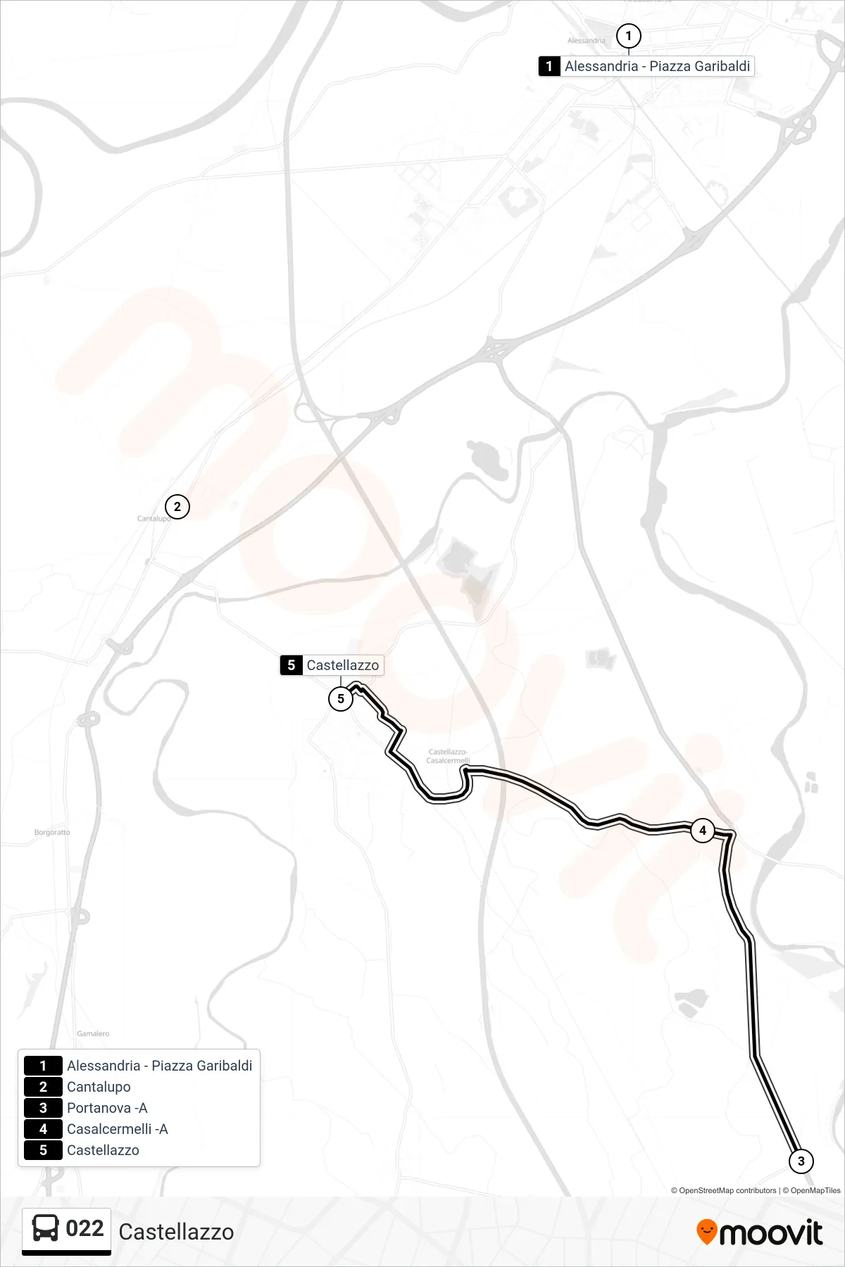 Linea 022  bus (Castellazzo) - Percorsi e fermate sulla mappa