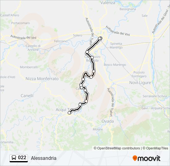 Percorso linea bus 022