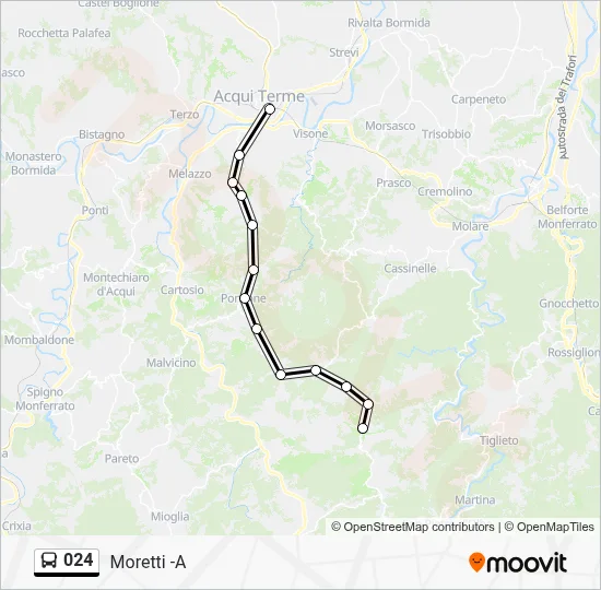 Percorso linea bus 024