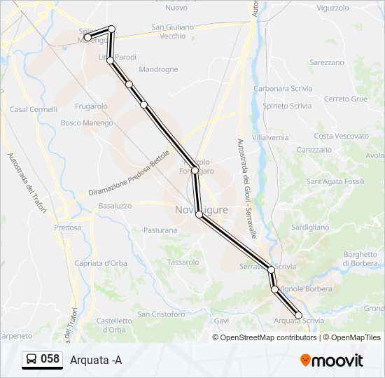 Percorso linea bus 058