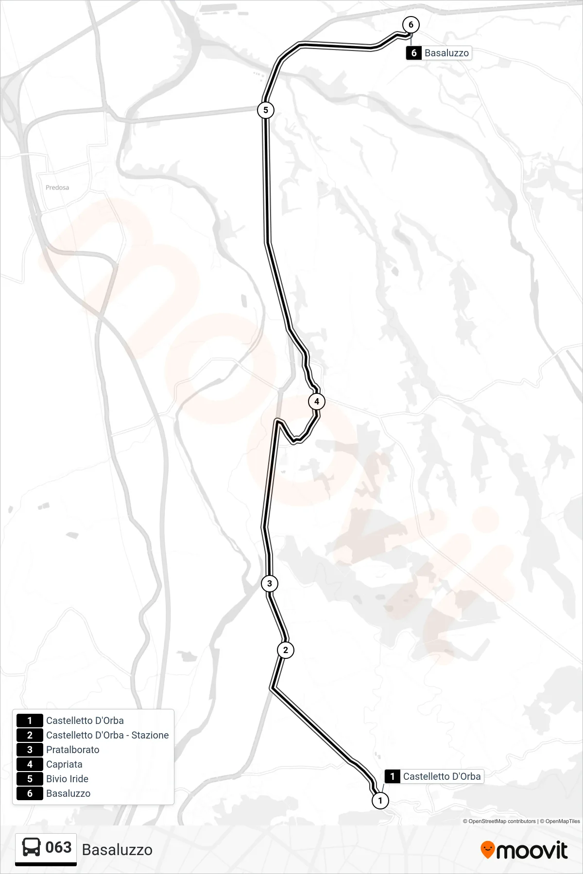 Linea 063 bus (Basaluzzo) - Percorsi e fermate sulla mappa