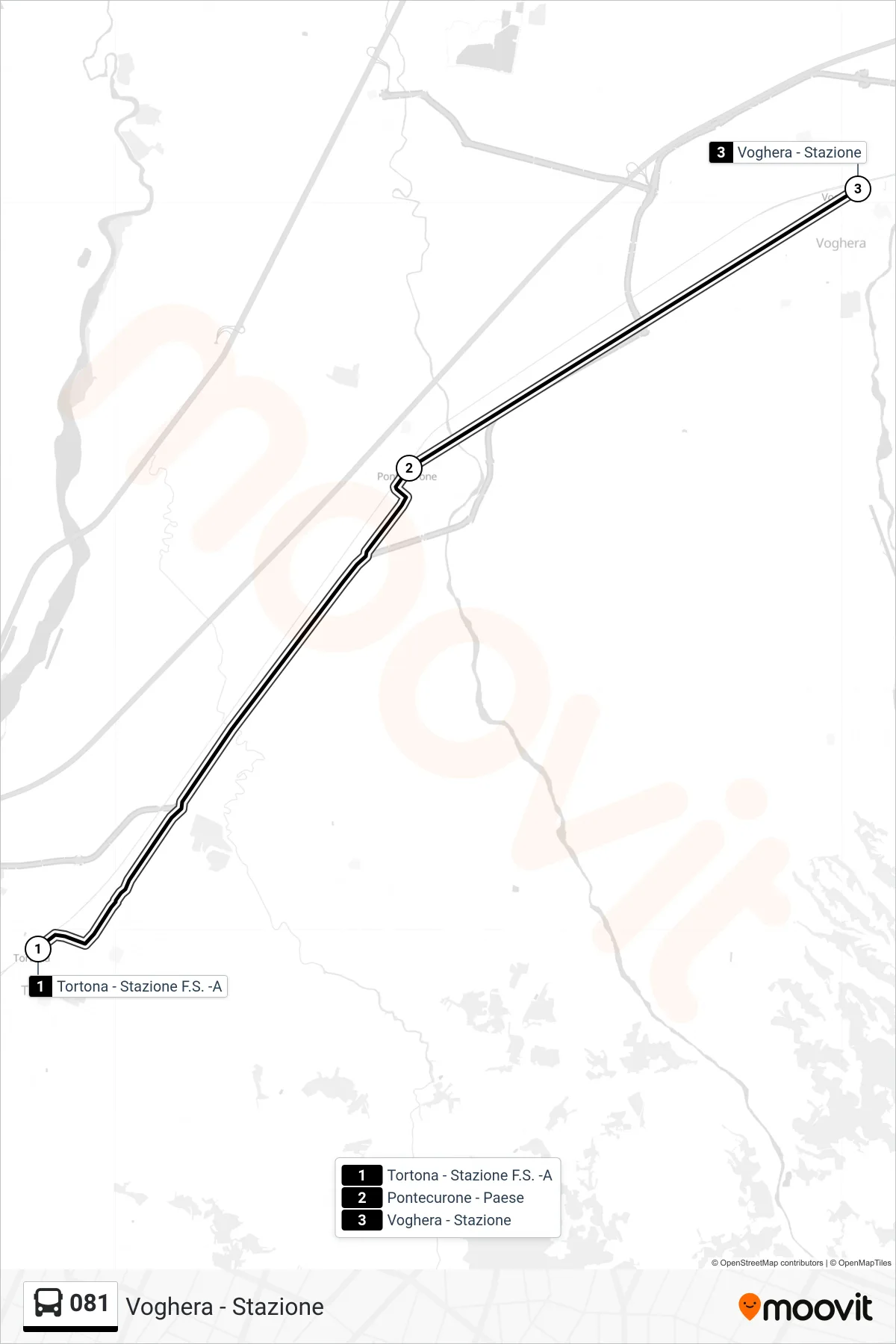 Linea 081  bus (Voghera - Stazione) - Percorsi e fermate sulla mappa