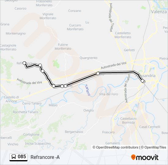 Percorso linea bus 085