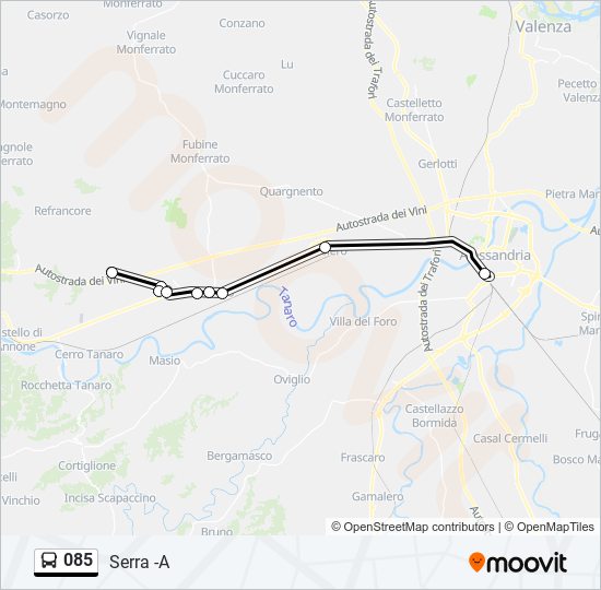 Percorso linea bus 085