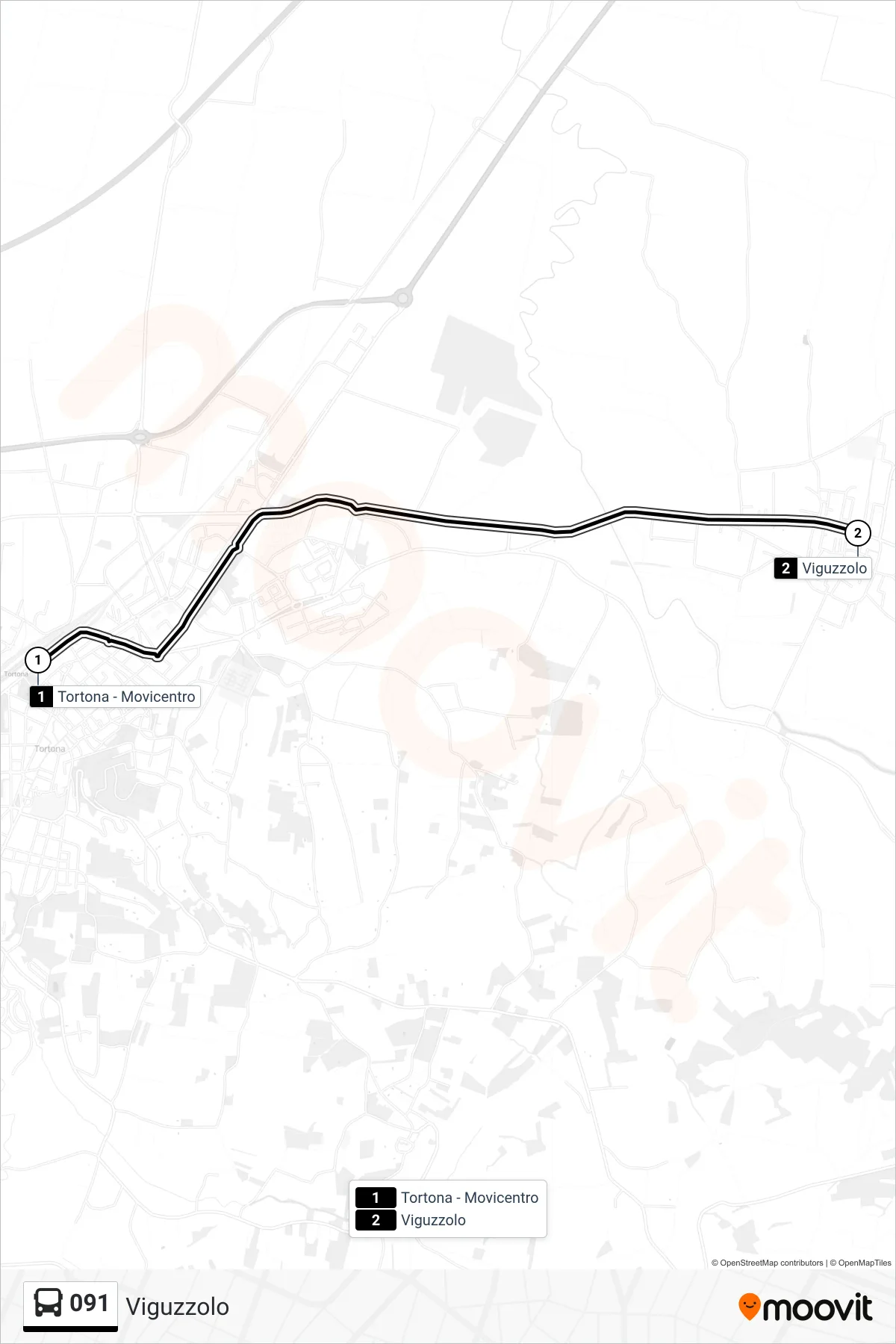 Linea 091  bus (Viguzzolo) - Percorsi e fermate sulla mappa
