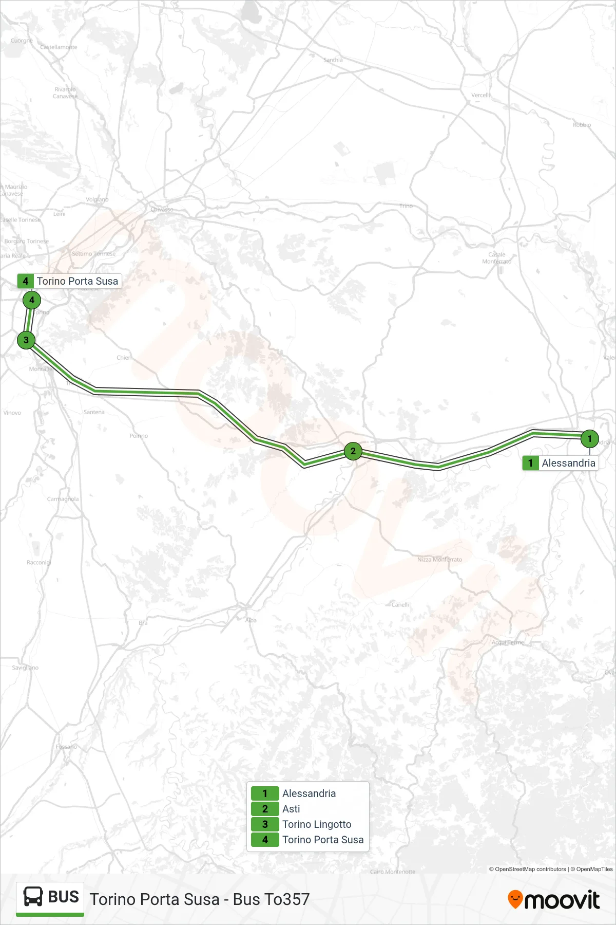Linea BUS bus (Torino Porta Susa - Bus To357) - Percorsi e fermate sulla mappa