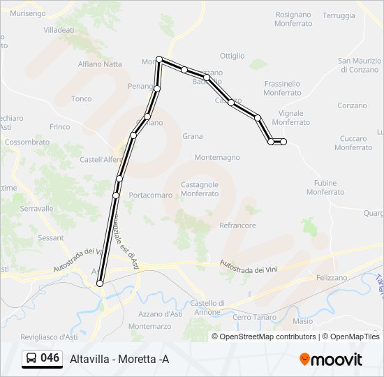 Percorso linea bus 046