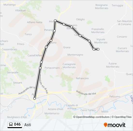 Percorso linea bus 046