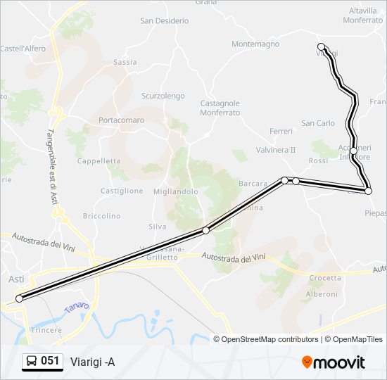 Percorso linea bus 051