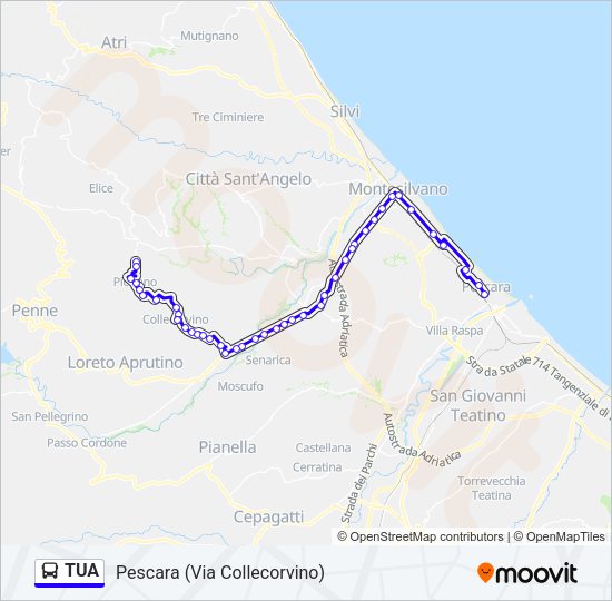 Percorso linea bus TUA