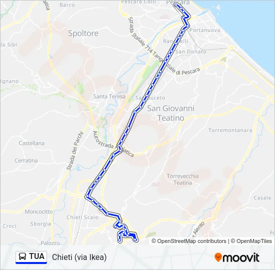 Percorso linea bus TUA