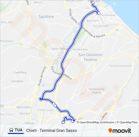 Percorso linea bus TUA