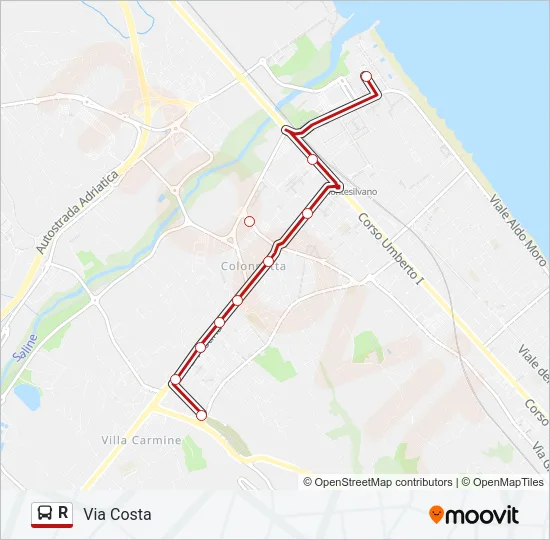 R Bus Line Map