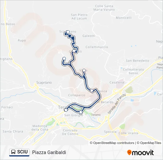 Percorso linea bus SCIU