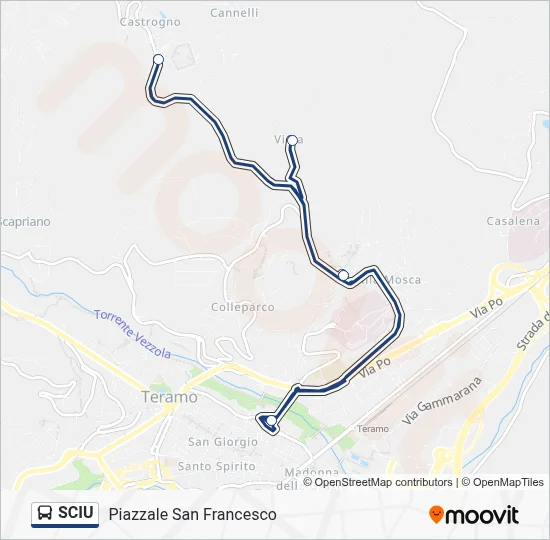 Percorso linea bus SCIU