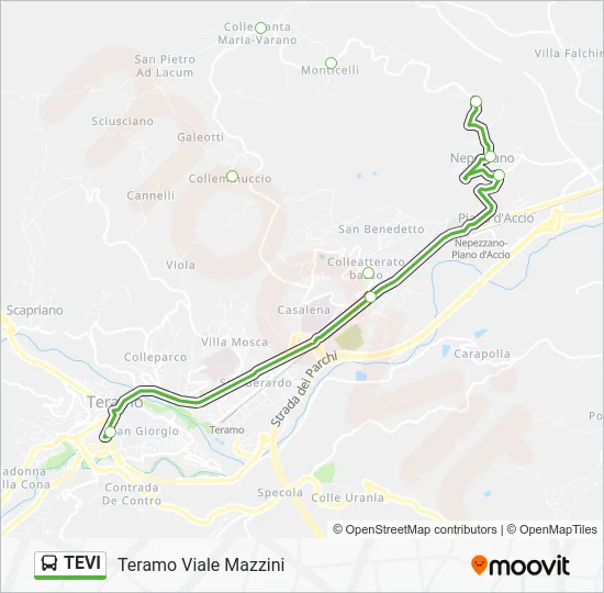 Percorso linea bus TEVI