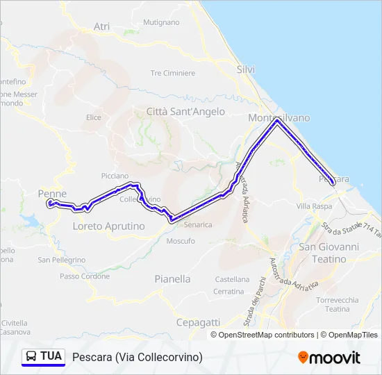 Percorso linea bus TUA
