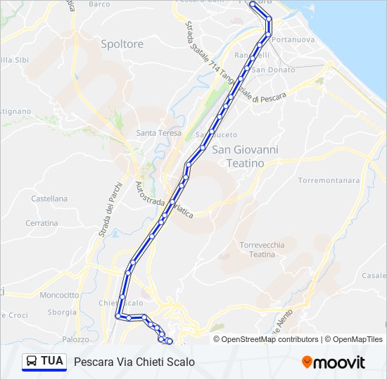 Percorso linea bus TUA