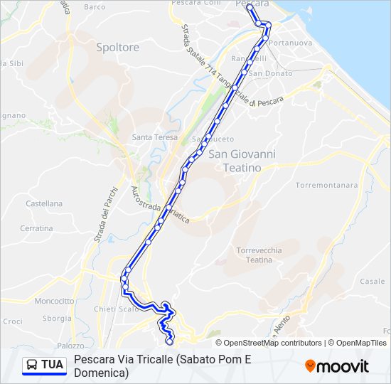 Percorso linea bus TUA
