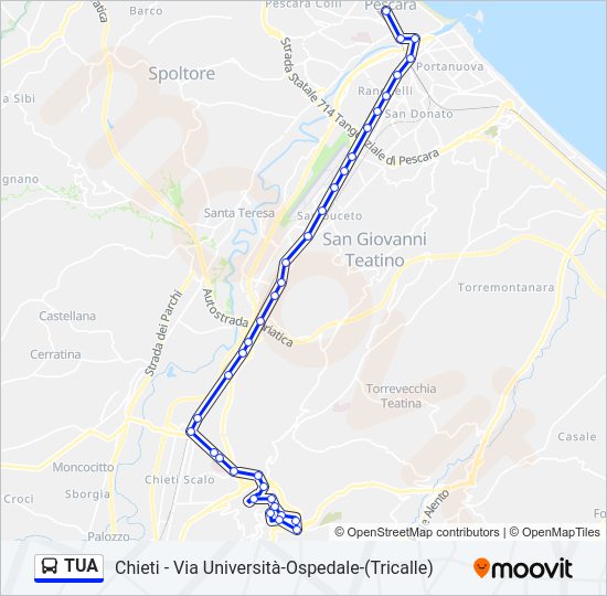 Percorso linea bus TUA