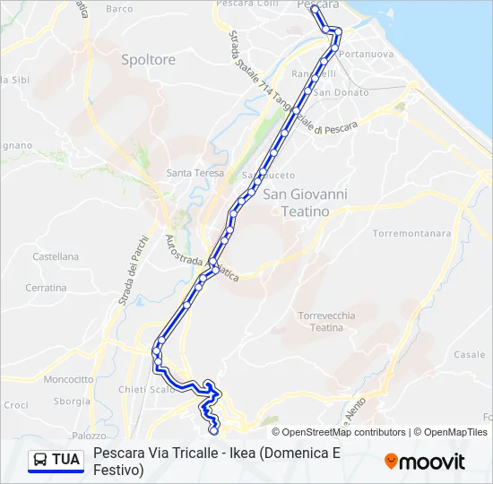 Percorso linea bus TUA
