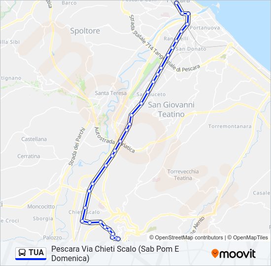 Percorso linea bus TUA