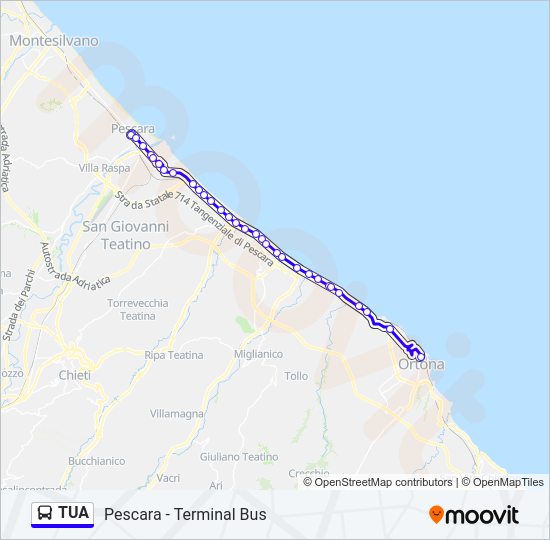 Percorso linea bus TUA