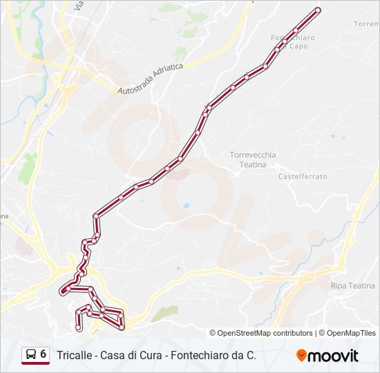 Percorso linea bus 6