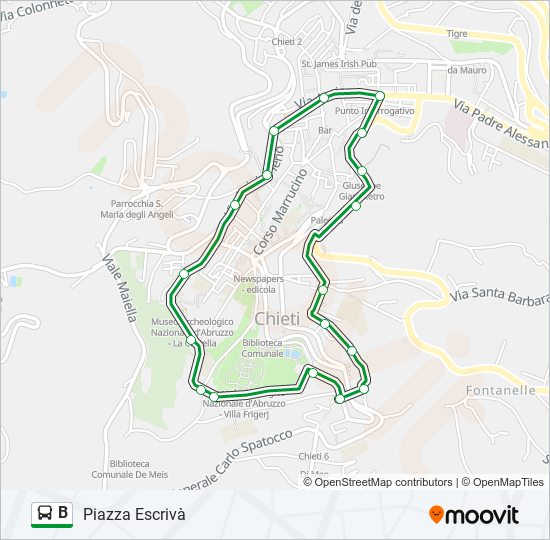 Percorso linea bus B