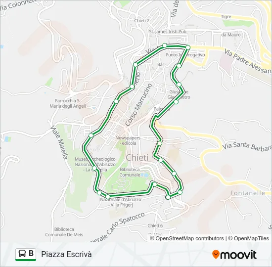 B Bus Line Map