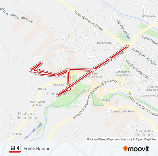 Percorso linea bus 4