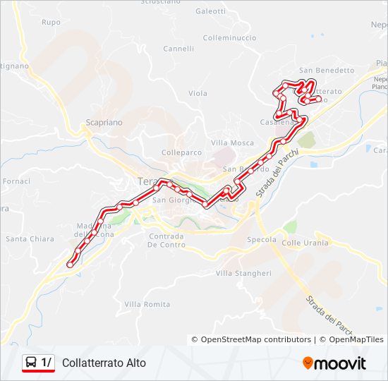 Percorso linea bus 1/