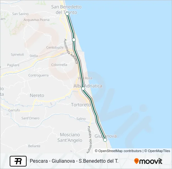 Percorso linea treno R