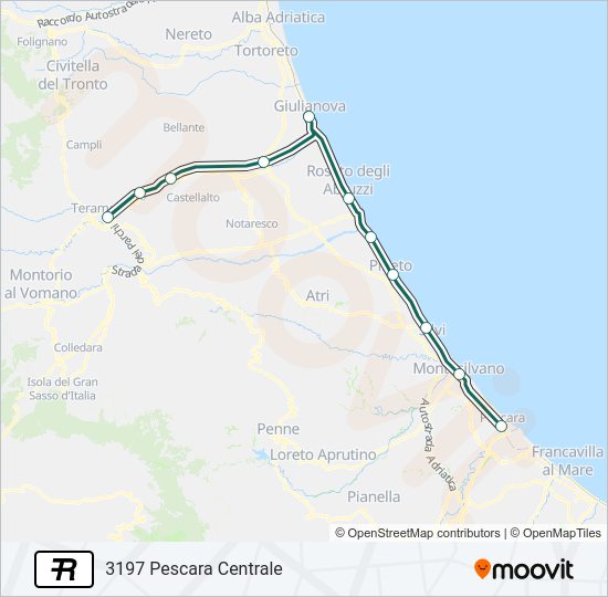 Percorso linea treno R