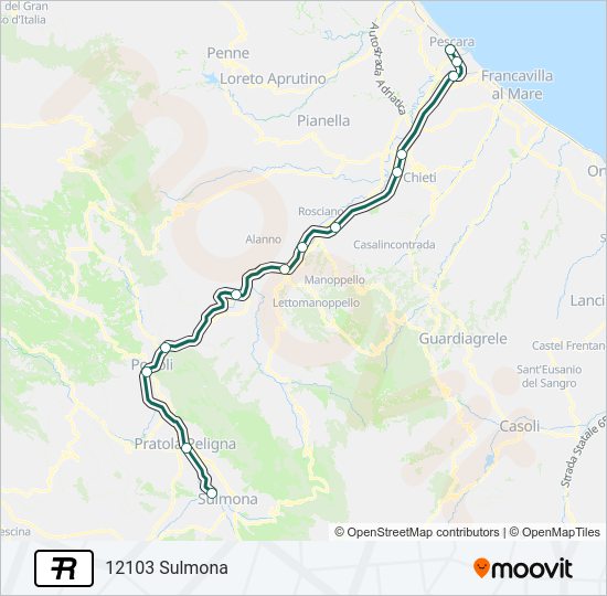 Percorso linea treno R