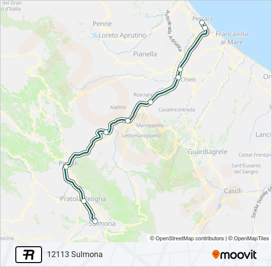 Percorso linea treno R