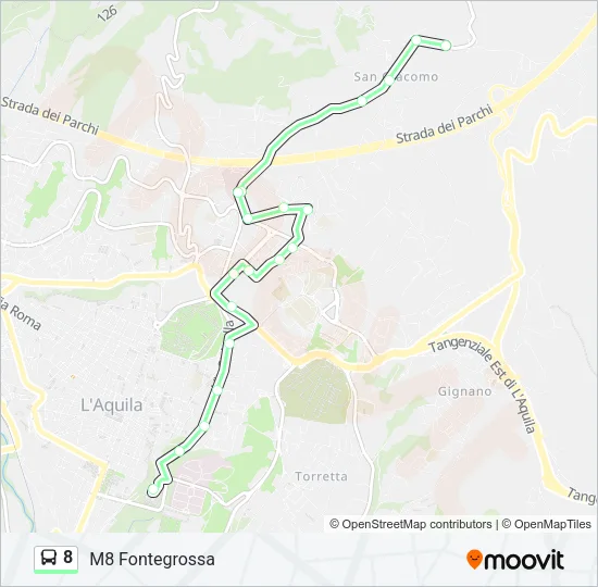 8 Bus Line Map
