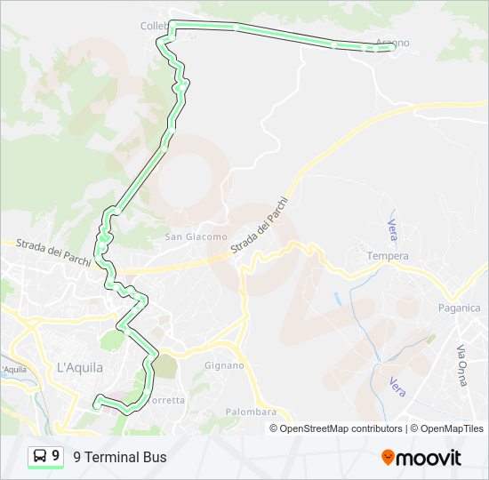 Percorso linea bus 9