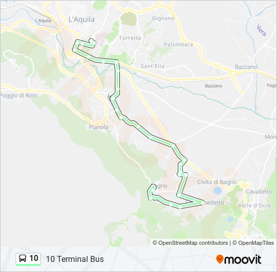 Percorso linea bus 10