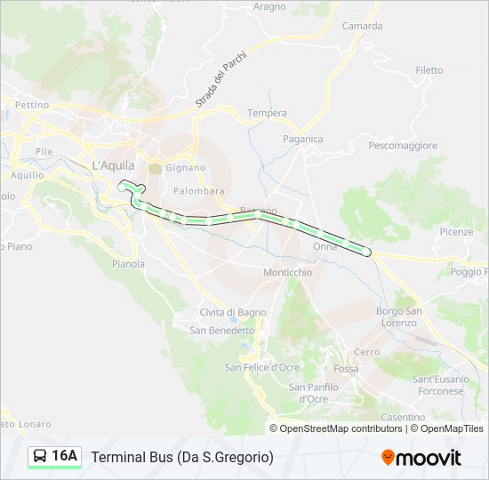 Percorso linea bus 16A
