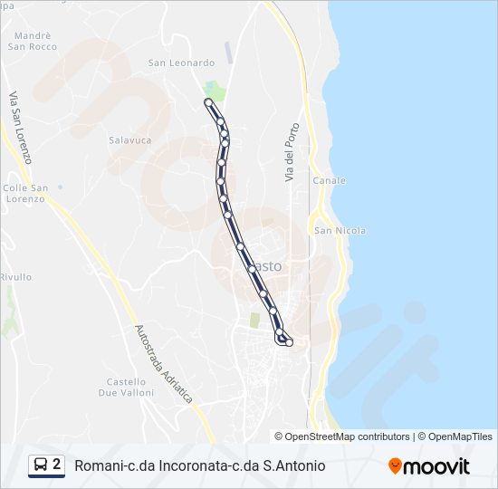 Percorso linea bus 2