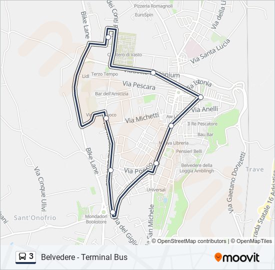 Percorso linea bus 3