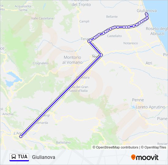 Percorso linea bus TUA