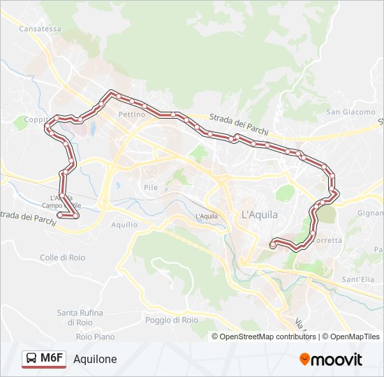 Percorso linea bus M6F