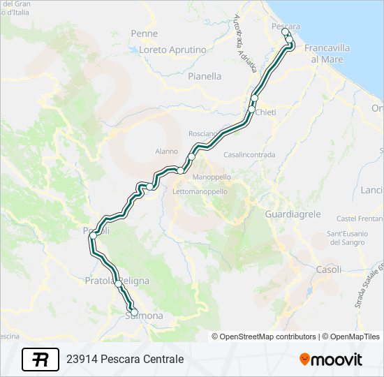 Percorso linea treno R