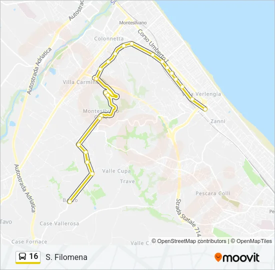 16 Bus Line Map